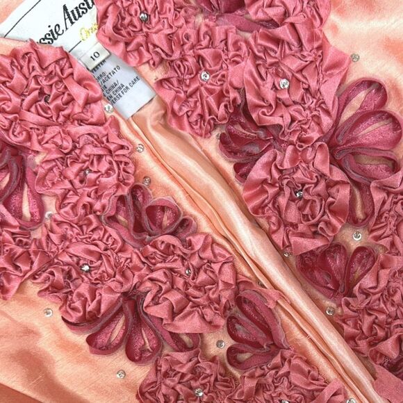 Vintage Aussie Austine Pink Satin Ruffled Blazer - Size 10 - Picture 2 of 6